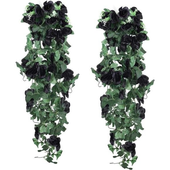 Hanging Flowers Artificial Hanging Plants 2PCS 3.3Ft Artificial RoseVine Hanging - Picture 1 of 7
